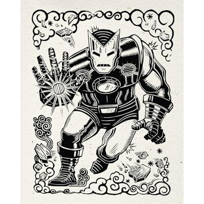 Komar Marvel Iron Man Lino-Cut Cuadro decorativo para habitación infantil (40 x 50 cm), diseño de Iron Man Komar Marvel Iron Man Lino-Cut Cuadro decorativo para habitación infantil (40 x 50 cm), diseño de Iron Man