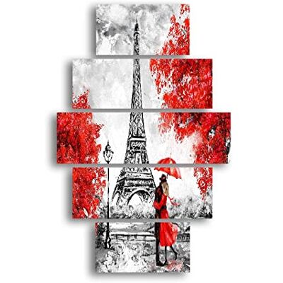 Homemania Cuadro París, Multicolor, 95 X 0,3 X 60 Cm, 5 Piezas Homemania Cuadro París, Multicolor, 95 X 0,3 X 60 Cm, 5 Piezas