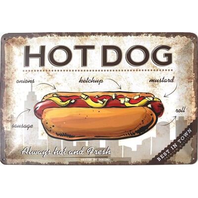 Dodino 20 x 30 cm, cartel de chapa retro HOT DOG Hot Dogs Best In Town cartel de chapa de comida rápida cartel de metal vintage placa de metal divertida decoración de pared para comida rápida festival Dodino 20 x 30 cm, cartel de chapa retro HOT DOG Hot Dogs Best In Town cartel de chapa de comida rápida cartel de metal vintage placa de metal divertida decoración de pared para comida rápida festival