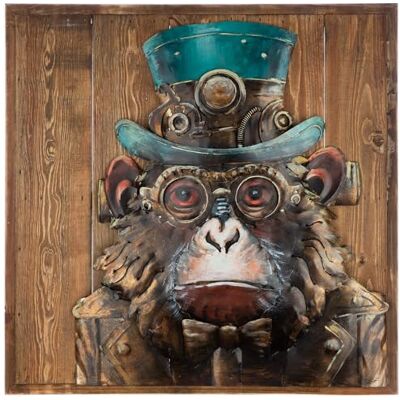 Gilde Cuadro Steampunk Ape – Cuadrado – Madera y Metal – Marrón – Diseño de mono – Altura 50 cm x Ancho 50 cm Gilde Cuadro Steampunk Ape – Cuadrado – Madera y Metal – Marrón – Diseño de mono – Altura 50 cm x Ancho 50 cm