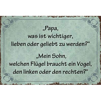 Schatzmix Blechschild Spruch Papa, Was ist wichtiger. Metallschild Wanddeko 20x30cm Tin Sign Señal metálica, hojalata, Multicolor, 20 x 30 cm Schatzmix Blechschild Spruch Papa, Was ist wichtiger. Metallschild Wanddeko 20x30cm Tin Sign Señal metálica, hojalata, Multicolor, 20 x 30 cm