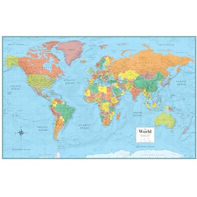 Swiftmaps 32" x 50" RMC Large World Wall Map Poster Laminated Rolled (32x50 Signature World) Swiftmaps 32" x 50" RMC Large World Wall Map Poster Laminated Rolled (32x50 Signature World)