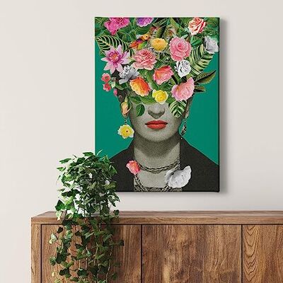 A.S. Création Cuadro Lienzo Cara de flor impresión color verde 50 x 70 cm retrato decoración pared salón cuadro sobre bastidor A.S. Création Cuadro Lienzo Cara de flor impresión color verde 50 x 70 cm retrato decoración pared salón cuadro sobre bastidor