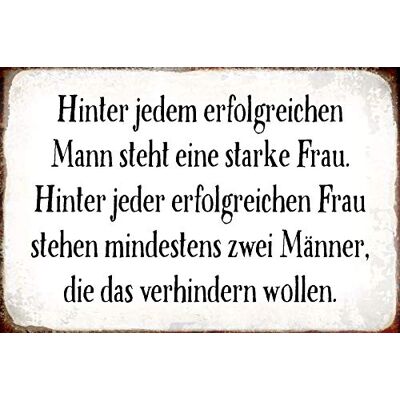 Schatzmix Blechschild Spruch Hinter M. Steht eine Starke Frau Metallschild 20x30 Tin Sign Señal metálica, hojalata, Multicolor, 20 x 30 cm Schatzmix Blechschild Spruch Hinter M. Steht eine Starke Frau Metallschild 20x30 Tin Sign Señal metálica, hojalata, Multicolor, 20 x 30 cm