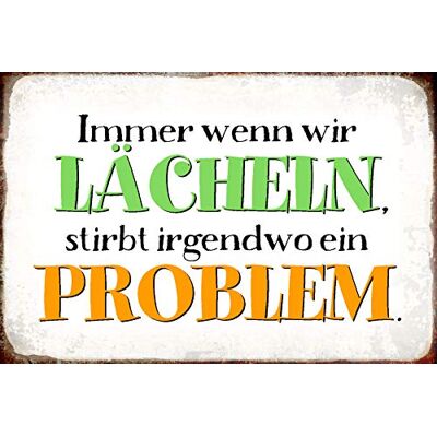 Schatzmix Blechschild Spruch Lächeln = stirbt Problem Metallschild 20x30 Deko Tin Sign Señal metálica, hojalata, Multicolor, 20 x 30 cm Schatzmix Blechschild Spruch Lächeln = stirbt Problem Metallschild 20x30 Deko Tin Sign Señal metálica, hojalata, Multicolor, 20 x 30 cm