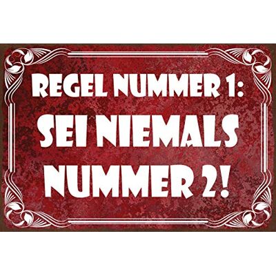 Schatzmix Blechschild Regel 1 Sei nie Nr. 2 Metallschild Wanddeko 20x30cm Tin Sign Señal metálica, hojalata, Multicolor, 20 x 30 cm Schatzmix Blechschild Regel 1 Sei nie Nr. 2 Metallschild Wanddeko 20x30cm Tin Sign Señal metálica, hojalata, Multicolor, 20 x 30 cm