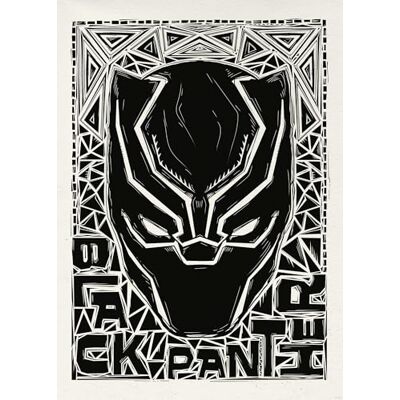 Komar Cuadro de pared de Marvel Black Panther Lino-Cut Helmet – Tamaño 50 x 70 cm – Decoración para habitación infantil Komar Cuadro de pared de Marvel Black Panther Lino-Cut Helmet – Tamaño 50 x 70 cm – Decoración para habitación infantil