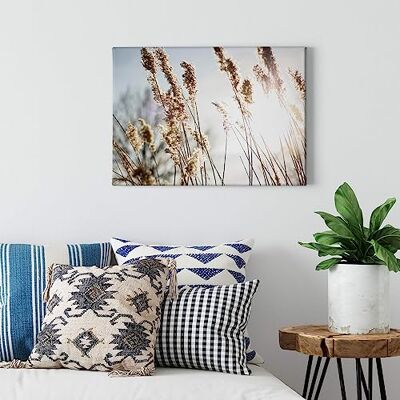 A.S. Création Lienzo Hierba de la Pampa impresión artística beige azul 70 x 50 cm formato apaisado decoración pared salón cuadro sobre bastidor A.S. Création Lienzo Hierba de la Pampa impresión artística beige azul 70 x 50 cm formato apaisado decoración pared salón cuadro sobre bastidor