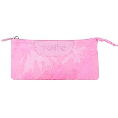 TOTTO Estuche Escolar Tres Compartimentos Palmeras Rosas Tablero TOTTO Estuche Escolar Tres Compartimentos Palmeras Rosas Tablero