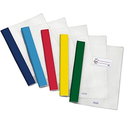 Favorit Juego de 10 fundas para cuadernos con etiqueta, tamaño A4, transparentes y multicolores, 21x29,7 cm Favorit Juego de 10 fundas para cuadernos con etiqueta, tamaño A4, transparentes y multicolores, 21x29,7 cm