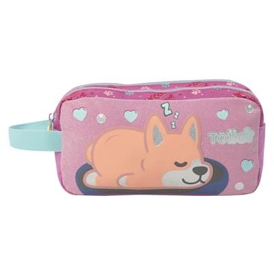 TOTTO Estuche Escolar Dos Compartimentos, Modelo Doggy Love, Estuche Grande, Dimensiones 23 x 12 x 9 cm, Asa Lateral, con Identificador en Parte Posterior, Compacto y Resistente, Estampado Rosa TOTTO Estuche Escolar Dos Compartimentos, Modelo Doggy Love, Estuche Grande, Dimensiones 23 x 12 x 9 cm, Asa Lateral, con Identificador en Parte Posterior, Compacto y Resistente, Estampado Rosa