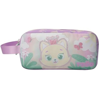 TOTTO Estuche Escolar Dos Compartimentos, Modelo Queen Cat, Estuche Grande, Dimensiones 23 x 12 x 9 cm, Asa Lateral, con Identificador en Parte Posterior, Compacto y Resistente, Estampado Rosa TOTTO Estuche Escolar Dos Compartimentos, Modelo Queen Cat, Estuche Grande, Dimensiones 23 x 12 x 9 cm, Asa Lateral, con Identificador en Parte Posterior, Compacto y Resistente, Estampado Rosa