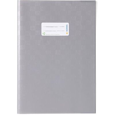 HERMA sobres A4 de rafia gris, 25 unidades, fundas para cuadernos con etiqueta de rotulación y estructura de rafia, de polipropileno resistente y lavable, juego de fundas para cuadernos escolares, de colores HERMA sobres A4 de rafia gris, 25 unidades, fundas para cuadernos con etiqueta de rotulación y estructura de rafia, de polipropileno resistente y lavable, juego de fundas para cuadernos escolares, de colores