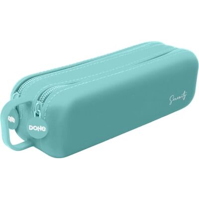 DOHE Estuche Escolar Doble Verde Pastel 2 Compartimentos con Cremallera, Silicona Suave y Resistente, 21,5x6,5 cm, Asa de Transporte, Material Escolar DOHE Estuche Escolar Doble Verde Pastel 2 Compartimentos con Cremallera, Silicona Suave y Resistente, 21,5x6,5 cm, Asa de Transporte, Material Escolar