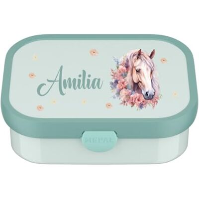 Mepal Fiambrera con diseño de caballo, personalizable, para niños con compartimentos, fiambrera Campus con nombre impreso multicolor (menta) Mepal Fiambrera con diseño de caballo, personalizable, para niños con compartimentos, fiambrera Campus con nombre impreso multicolor (menta)