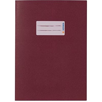 HERMA Funda de papel para cuaderno de ejercicios A5, con campo de inscripción, hecha de papel 100% reciclado, chaquetas deslizantes para la escuela, rubí HERMA Funda de papel para cuaderno de ejercicios A5, con campo de inscripción, hecha de papel 100% reciclado, chaquetas deslizantes para la escuela, rubí