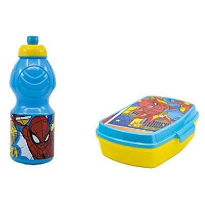 ALMACENESADAN , 5009, Pack vuelta al cole Spiderman urban; compuesto por Botella sport 400ml y sandwichera rectangular multicolor, productos reutilizables, sin BPA ALMACENESADAN , 5009, Pack vuelta al cole Spiderman urban; compuesto por Botella sport 400ml y sandwichera rectangular multicolor, productos reutilizables, sin BPA