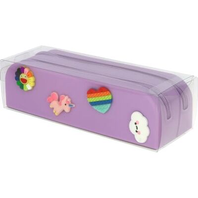 Grafoplas Estuche Silicona Pins bits&Bobs, 2 Compartimentos, 20x5,5x6,5cm, Color Lavanda Pastel, Incluye 8 Pins Intercambiables, Adornos por Ambas Caras, Material Escolar Grafoplas Estuche Silicona Pins bits&Bobs, 2 Compartimentos, 20x5,5x6,5cm, Color Lavanda Pastel, Incluye 8 Pins Intercambiables, Adornos por Ambas Caras, Material Escolar