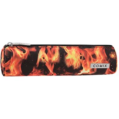 COMIX Estuche Escolar Mini Redondo – Allover – Fire, Fantasia Fire, Funda COMIX Estuche Escolar Mini Redondo – Allover – Fire, Fantasia Fire, Funda