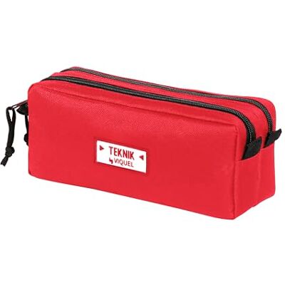 Viquel Teknik Estuche Escolar para niños (poliéster 600D, Resistente de 2 Compartimentos, 2 Cremalleras y cordeletes), Color Rojo Viquel Teknik Estuche Escolar para niños (poliéster 600D, Resistente de 2 Compartimentos, 2 Cremalleras y cordeletes), Color Rojo