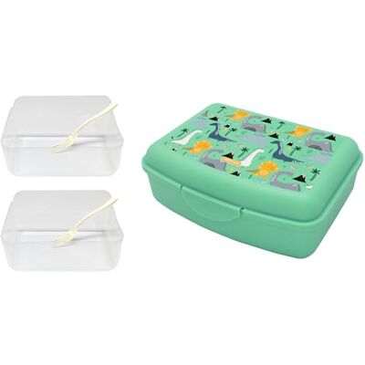 NERTHUS Fiambrera Infantil Dinosaurios Caja de Almuerzo Ligera y Fácil de Limpiar con 2 Divisores y Tenedor NERTHUS Fiambrera Infantil Dinosaurios Caja de Almuerzo Ligera y Fácil de Limpiar con 2 Divisores y Tenedor
