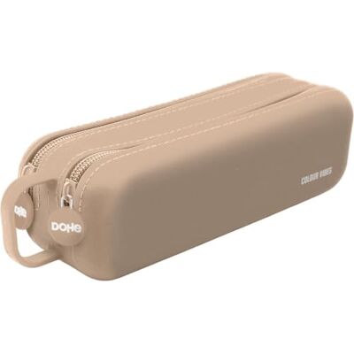 DOHE Estuche Escolar Doble Beige 2 Compartimentos con Cremallera, Silicona Suave y Resistente, 21,5x6,5 cm, Asa de Transporte, Material Escolar DOHE Estuche Escolar Doble Beige 2 Compartimentos con Cremallera, Silicona Suave y Resistente, 21,5x6,5 cm, Asa de Transporte, Material Escolar