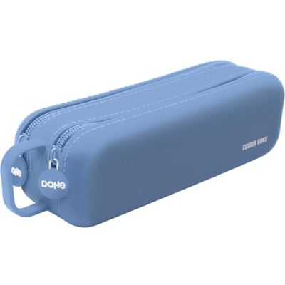 DOHE Estuche Escolar Doble Azul Claro 2 Compartimentos con Cremallera, Silicona Suave y Resistente, 21,5x6,5 cm, Asa de Transporte, Material Escolar DOHE Estuche Escolar Doble Azul Claro 2 Compartimentos con Cremallera, Silicona Suave y Resistente, 21,5x6,5 cm, Asa de Transporte, Material Escolar