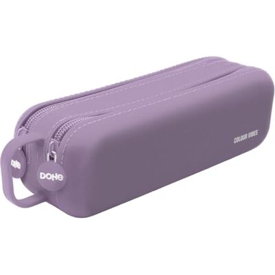 DOHE Estuche Escolar Doble Morado 2 Compartimentos con Cremallera, Silicona Suave y Resistente, 21,5x6,5 cm, Asa de Transporte, Material Escolar DOHE Estuche Escolar Doble Morado 2 Compartimentos con Cremallera, Silicona Suave y Resistente, 21,5x6,5 cm, Asa de Transporte, Material Escolar