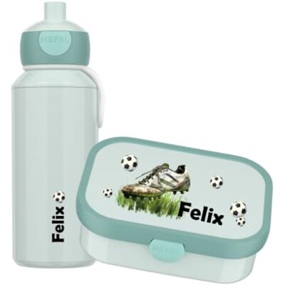 Mepal Set de Receso Personalizado Campus, Caja de Bento & Botella de Agua de Fútbol, Menta Mepal Set de Receso Personalizado Campus, Caja de Bento & Botella de Agua de Fútbol, Menta