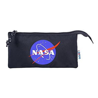 DOHE Estuche Escolar Triple 3 compartimentos con cremalleras Tamaño: 23x12x2,5 cm Material escolar NASA Logo DOHE Estuche Escolar Triple 3 compartimentos con cremalleras Tamaño: 23x12x2,5 cm Material escolar NASA Logo
