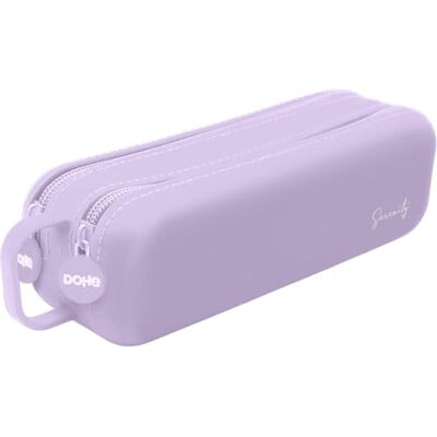 DOHE Estuche Escolar Doble Lila 2 Compartimentos con Cremallera, Silicona Suave y Resistente, 21,5x6,5 cm, Asa de Transporte, Material Escolar DOHE Estuche Escolar Doble Lila 2 Compartimentos con Cremallera, Silicona Suave y Resistente, 21,5x6,5 cm, Asa de Transporte, Material Escolar