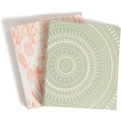 U Brands Juego de 2 carpetas ecológicas de 2,5 cm, estampado bohemio elegante rosa y verde salvia, anillas de metal plateado U Brands Juego de 2 carpetas ecológicas de 2,5 cm, estampado bohemio elegante rosa y verde salvia, anillas de metal plateado