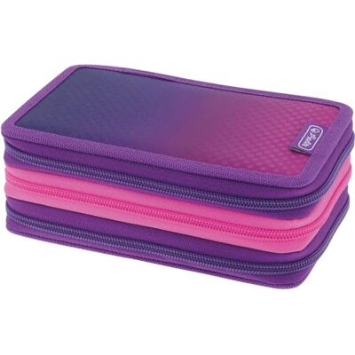 herlitz TriCase Estuche de 31 Piezas Relleno, Color Rosa y Morado, Dip Dye Pink/Purple, Moderno herlitz TriCase Estuche de 31 Piezas Relleno, Color Rosa y Morado, Dip Dye Pink/Purple, Moderno