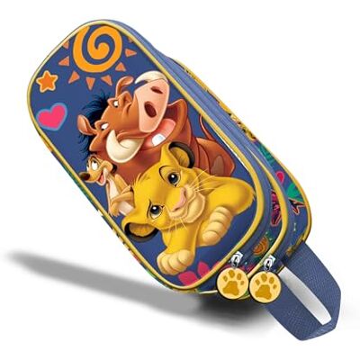 Disney El Rey León Friends-Estuche Portatodo 3D Doble, Azul, 22 x 10 cm Disney El Rey León Friends-Estuche Portatodo 3D Doble, Azul, 22 x 10 cm