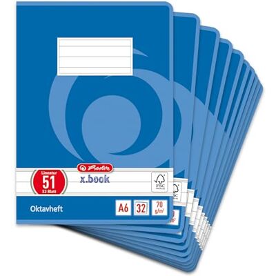 herlitz Lote de 10 libretas de líneas (DIN A6, 32 hojas), varios colores herlitz Lote de 10 libretas de líneas (DIN A6, 32 hojas), varios colores