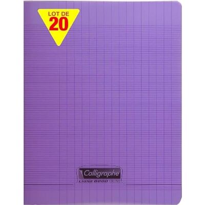 Calligraphe r Lote de 20 cuadernos grapados de color morado (una marca de Clairefontaine) 17 x 22 cm 32 páginas grandes azulejos Papel blanco 90 g Cubierta de poliuretano Calligraphe r Lote de 20 cuadernos grapados de color morado (una marca de Clairefontaine) 17 x 22 cm 32 páginas grandes azulejos Papel blanco 90 g Cubierta de poliuretano
