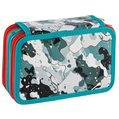 Favorit Estuche Escolar con 3 Compartimentos, 20 x 13 x 7,5 cm, Camuflaje Verde Favorit Estuche Escolar con 3 Compartimentos, 20 x 13 x 7,5 cm, Camuflaje Verde