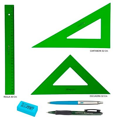 Faber-Castell PACK LOTE Faber Castell Técnico Regla 813-30 Cms + Escuadra 566-32 Cms + Cartabón 666-32 Cms + REGALO Faber-Castell PACK LOTE Faber Castell Técnico Regla 813-30 Cms + Escuadra 566-32 Cms + Cartabón 666-32 Cms + REGALO