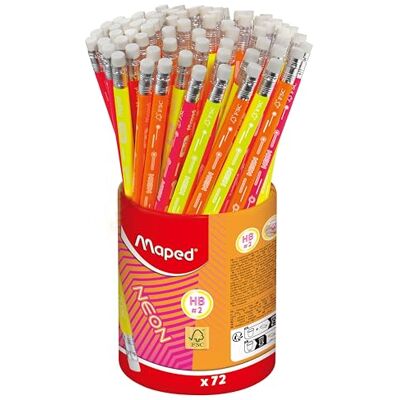 Maped Neon Lápices De Colores HB#2 Con Goma, Estuche Con 72 Unidades, Material Escolar Para Niños Y Adultos, Lápices Resistentes, Ideales Para Escribir, Dibujar Y Colorear En El Colegio O En Casa Maped Neon Lápices De Colores HB#2 Con Goma, Estuche Con 72 Unidades, Material Escolar Para Niños Y Adultos, Lápices Resistentes, Ideales Para Escribir, Dibujar Y Colorear En El Colegio O En Casa