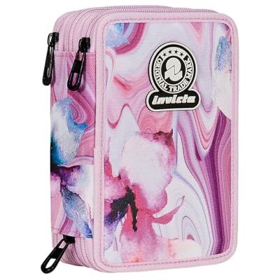 Invicta Estuche Escolar Con 3 Cremalleras Fantasy, Rosa Y Morado, Triple Compartimento Completo Con Bolígrafos, Lápices Y Rotuladores, Accesorios Escolares Invicta Estuche Escolar Con 3 Cremalleras Fantasy, Rosa Y Morado, Triple Compartimento Completo Con Bolígrafos, Lápices Y Rotuladores, Accesorios Escolares