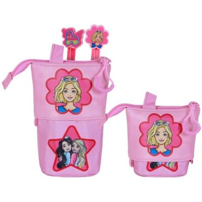 KARACTERMANIA Barbie Flower-Estuche Portatodo Cute + 2 Bolígrafos de Gel Borrables, Rosa, 11,5 x 17 cm KARACTERMANIA Barbie Flower-Estuche Portatodo Cute + 2 Bolígrafos de Gel Borrables, Rosa, 11,5 x 17 cm