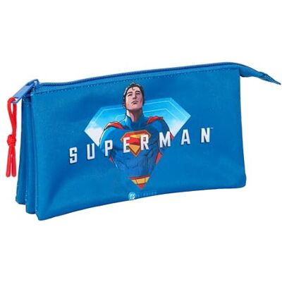 Safta SUPERMAN Portatodo Triple, Estuche Infantil, Estuche Niño, Ideal para Niños en Edad Escolar, Cómodo y Versátil, Calidad y Resistencia, 22x3x12 cm Safta SUPERMAN Portatodo Triple, Estuche Infantil, Estuche Niño, Ideal para Niños en Edad Escolar, Cómodo y Versátil, Calidad y Resistencia, 22x3x12 cm