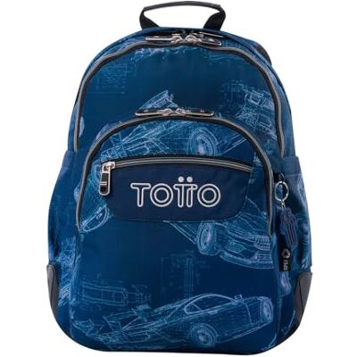 TOTTO Mochila Escolar Grande, Modelo Rayol, Capacidad 19 L, 3 Compartimentos, 2 Bolsillos Botella, Bolsillo para PC 14", Espaldar Ergonómico con Flujo de Aire, Correas en S, Estampado Blueprint TOTTO Mochila Escolar Grande, Modelo Rayol, Capacidad 19 L, 3 Compartimentos, 2 Bolsillos Botella, Bolsillo para PC 14", Espaldar Ergonómico con Flujo de Aire, Correas en S, Estampado Blueprint