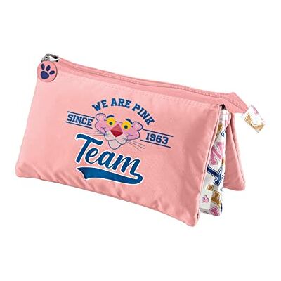DOHE Estuche Escolar 3 Compartimentos Cierre de Cremalleras, Licencia Oficial, Poliéster Resistente, 23x12x2,5 cm, Material Escolar, Pink Panther Team Rosa DOHE Estuche Escolar 3 Compartimentos Cierre de Cremalleras, Licencia Oficial, Poliéster Resistente, 23x12x2,5 cm, Material Escolar, Pink Panther Team Rosa