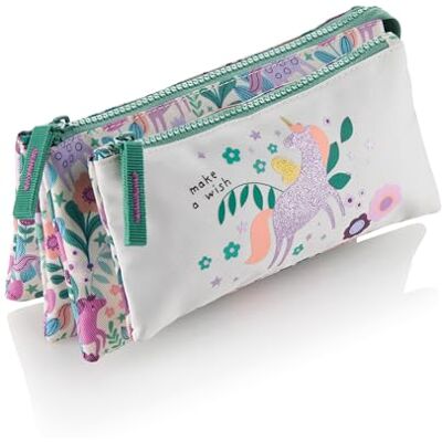 Miquelrius Estuche Escolar Cuádruple, Portatodo Reciclado con 4 Compartimentos, Cremallera de Plástico, Tiradores de Tela, Unicornios con Purpurina, Vuelta al Cole, 22 x 4 x 11,5 cm, Magic Unicorn Miquelrius Estuche Escolar Cuádruple, Portatodo Reciclado con 4 Compartimentos, Cremallera de Plástico, Tiradores de Tela, Unicornios con Purpurina, Vuelta al Cole, 22 x 4 x 11,5 cm, Magic Unicorn