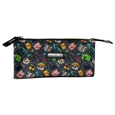 Minecraft Estuche Escolar Pixel 25 Triple – Interior Forrado y Cierre de Cremallera – Portatodo con 3 Compartimientos 11.5 X 23.5 X 3 CM Minecraft Estuche Escolar Pixel 25 Triple – Interior Forrado y Cierre de Cremallera – Portatodo con 3 Compartimientos 11.5 X 23.5 X 3 CM