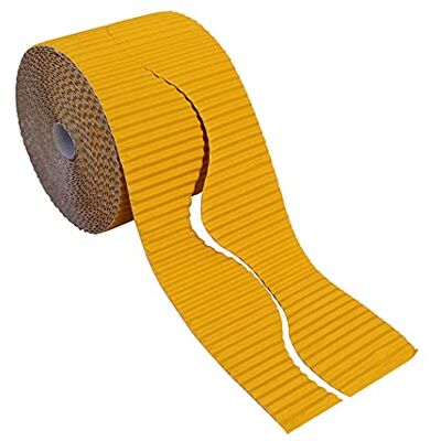 Bright Ideas Rollo de borde corrugado para exhibiciones escolares, dorado, 57 mm x 7,5 m (15 m cuando está dividido), Bright Ideas Rollo de borde corrugado para exhibiciones escolares, dorado, 57 mm x 7,5 m (15 m cuando está dividido),