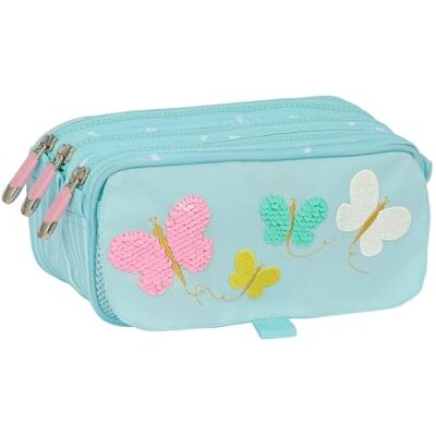 Safta MOOS BUTTERFLIES Portatodo Triple Big Reciclado, Estuche Infantil, Estuche Niño, Ideal para Niños en Edad Escolar, Cómodo y Versátil, Calidad y Resistencia, 21.5x8x10 cm, Color Azul Claro Safta MOOS BUTTERFLIES Portatodo Triple Big Reciclado, Estuche Infantil, Estuche Niño, Ideal para Niños en Edad Escolar, Cómodo y Versátil, Calidad y Resistencia, 21.5x8x10 cm, Color Azul Claro