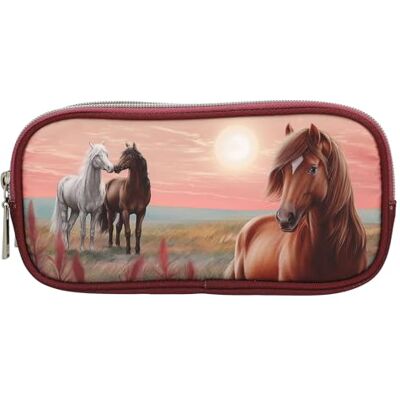 Depesche Miss Melody Dreamland Estuche en Colores Baya, con Motivo de Caballo, portalápices con Bolsillo de Rejilla Depesche Miss Melody Dreamland Estuche en Colores Baya, con Motivo de Caballo, portalápices con Bolsillo de Rejilla