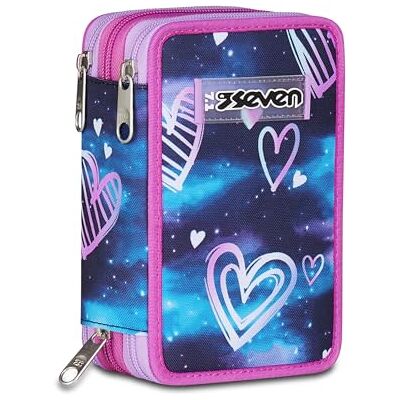 Seven Estuche Escolar con 3 Cremalleras, Morado Fucsia, portalápices Triple Compartimento Completo con bolígrafos, lápices, Colores, Accesorios Mochila, Escuela Primaria, niña Seven Estuche Escolar con 3 Cremalleras, Morado Fucsia, portalápices Triple Compartimento Completo con bolígrafos, lápices, Colores, Accesorios Mochila, Escuela Primaria, niña